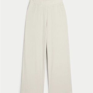 NWT Hollister Cream Ribbed Wide-Leg Pants